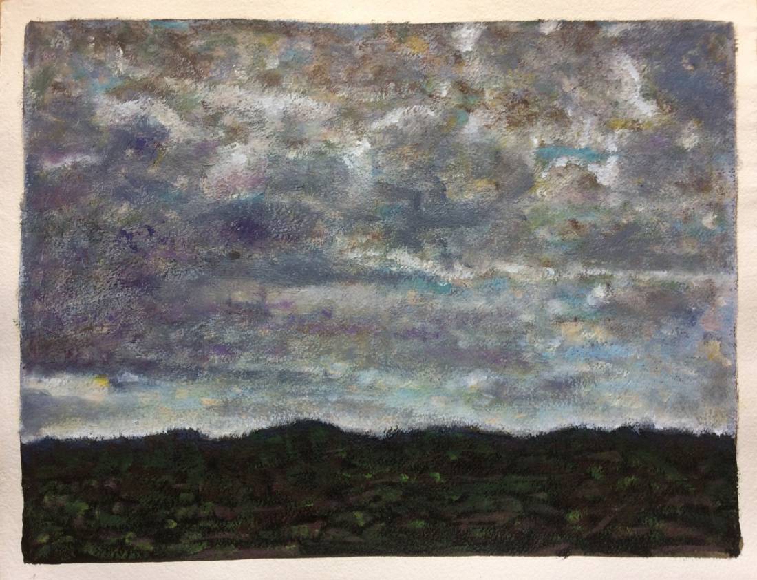 Ciel de Provence, œuvre 1, Huile et tempera sur papier — Emmanuel Billon