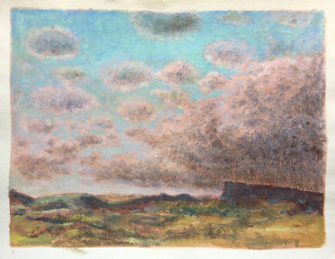 Ciel de Provence, œuvre 8, Huile et tempera sur papier — Emmanuel Billon
