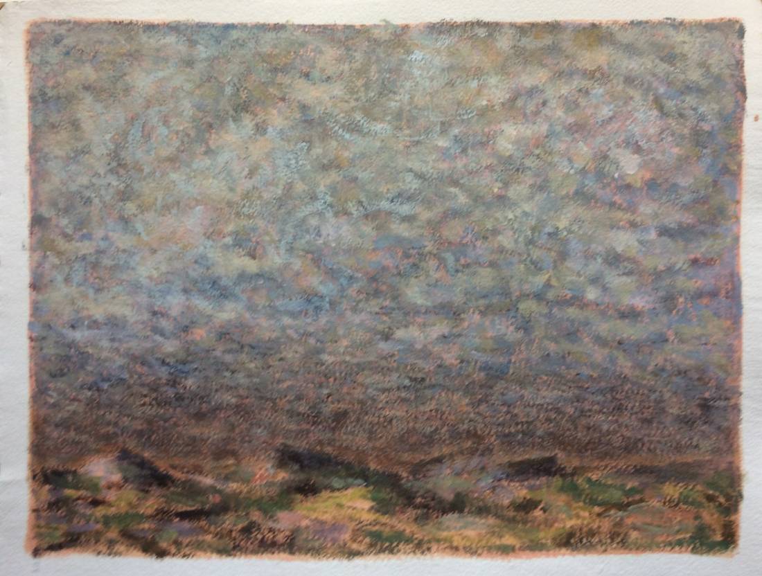 Ciel de Provence, œuvre 9, Huile et tempera sur papier — Emmanuel Billon