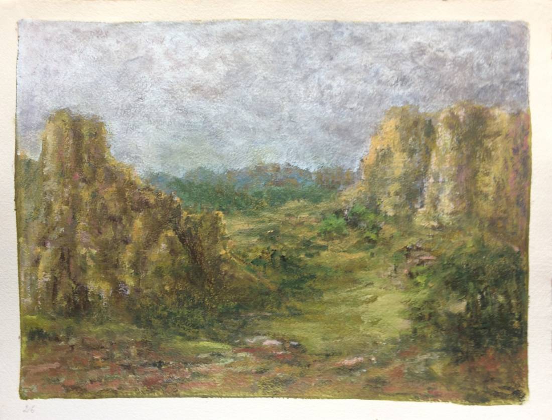 Ciel de Provence, œuvre 26, Huile et tempera sur papier — Emmanuel Billon